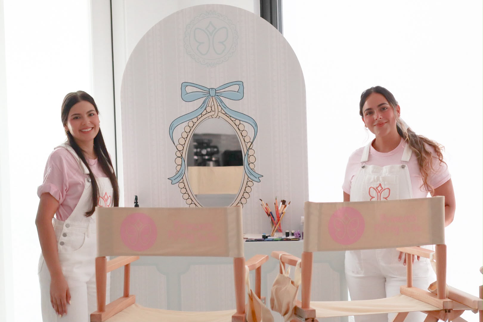 Our two party hosts at the pastel face painting and beauty station